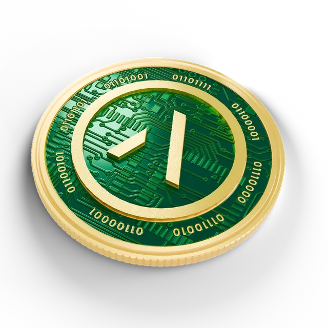 The APRA token — a gold coin with an engraved circuit-board face